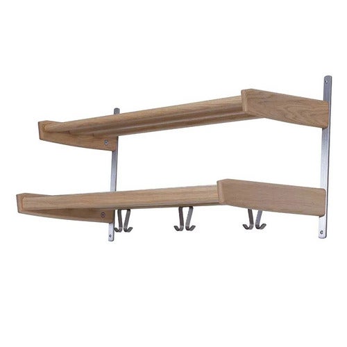 Meja Hattuhylly 90 cm 2 hyllyä Valkoinen öljytty tammi