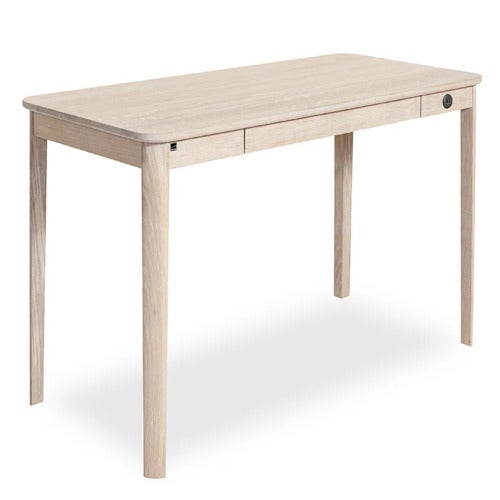 Sm131 Työpöytä Tammi Massiivipuu Valkoilja 115X55X74Cm