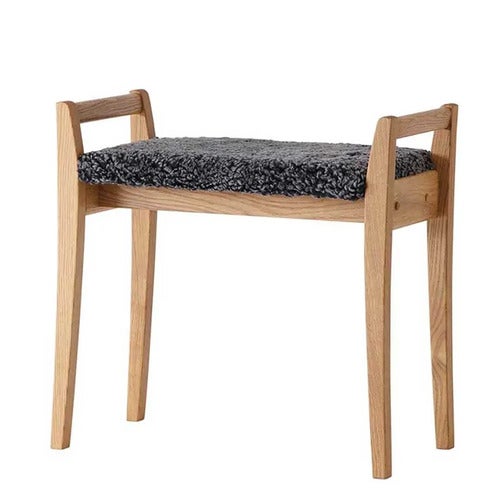 Meja jakkara lakattu tammi/lammasnahka tummanharmaa