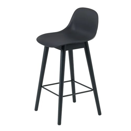 Fiber baarituoli matala Wood Base - 65 cm - Black/Anthracite