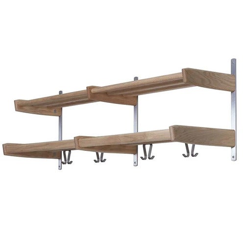 Meja Hattuhylly 115 cm 2 hyllyä Valkoinen öljytty tammi