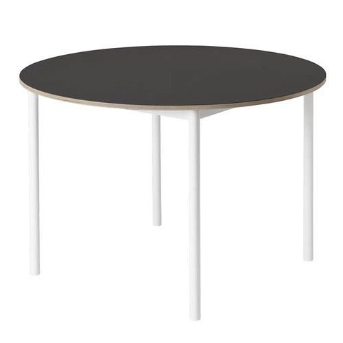 Base ruokapöytä 110 cm - Black Nanolaminate Plywood White