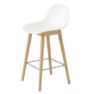 Fiber baarituoli matala Wood Base - 65 cm - Natural White