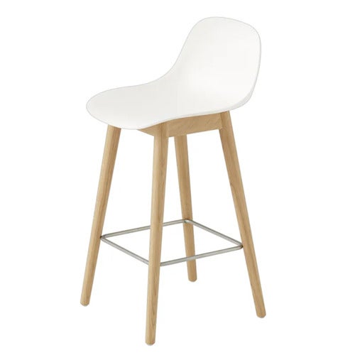 Fiber baarituoli matala Wood Base - 65 cm - Natural White