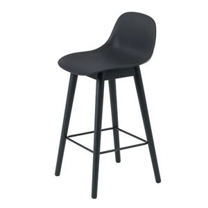 Fiber baarituoli matala Wood Base - 65 cm - Black/Anthracite