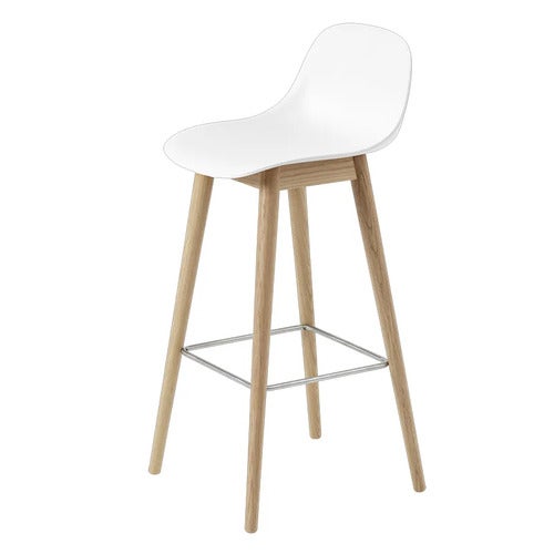 Fiber baarituoli korkea Wood Base - 75 cm - Natural White/Oak