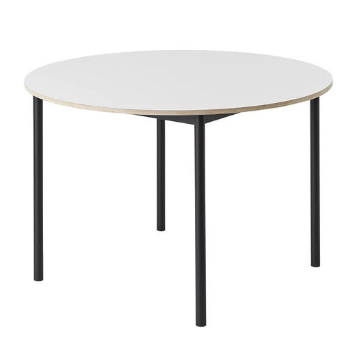 Base ruokapöytä 110 cm - White Laminate Plywood Black