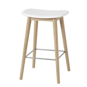 Fiber baarituoli matala Wood Base - 65 cm - Natural White/Oak