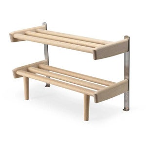 Meja Kenkähylly Lattia 59 cm Valkoinen öljytty tammi