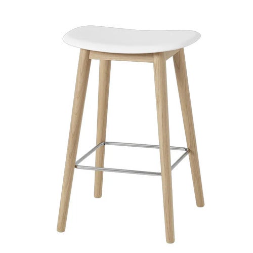 Fiber baarituoli matala Wood Base - 65 cm - Natural White/Oak