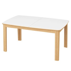 SM107 Ruokapoyta 101x160-316-368 cm Luonnollinen oljytty tammi - Valkoinen laminaatti