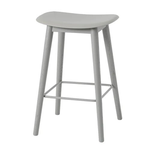 Fiber baarituoli matala Wood Base - 65 cm - Grey/Grey