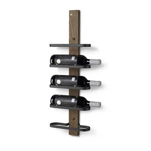 Mazzi viinihylly 5 pulloa Savustettu tammi / Matt Black Steel