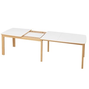 SM107 Ruokapoyta 101x160-316-368 cm Luonnollinen oljytty tammi - Valkoinen laminaatti