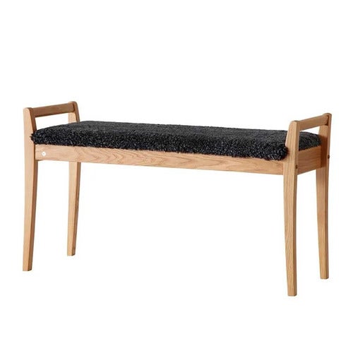 Meja penkki Öljytty tammi/ lampaannahka tummanharmaa