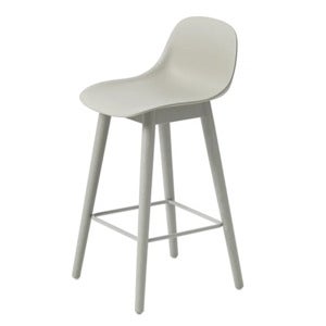 Fiber baarituoli matala Wood Base - 65 cm - Grey/Grey