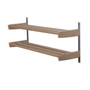 Meja Kenkähylly 90 cm 2 hyllyä Valkoinen öljytty tammi